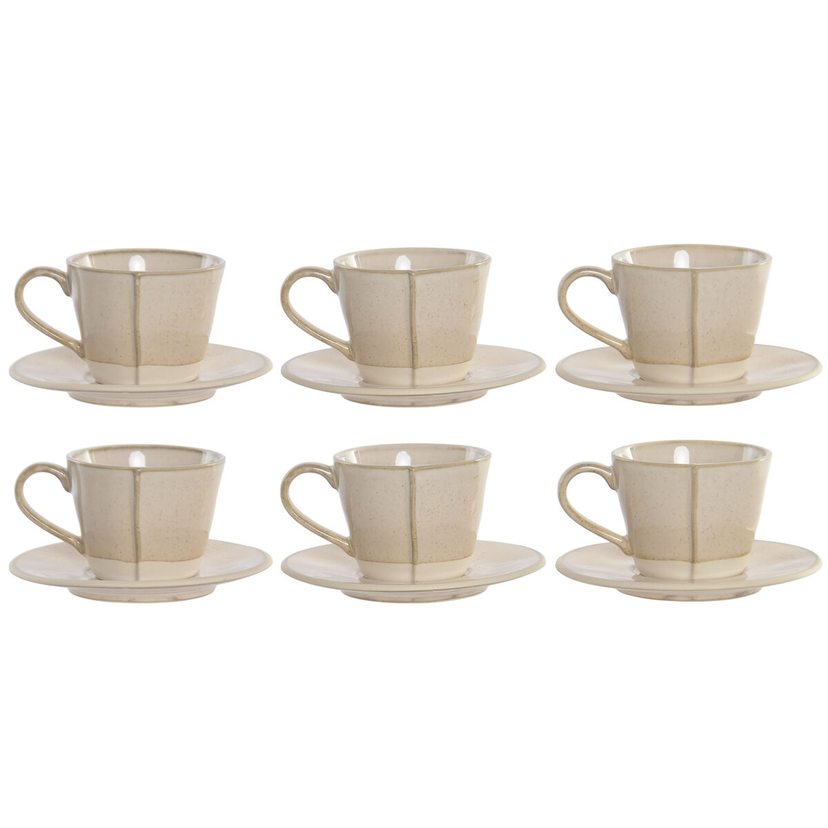 Piece Coffee Cup Set Home ESPRIT Beige Stoneware 150 ml 6 Pieces, view 2