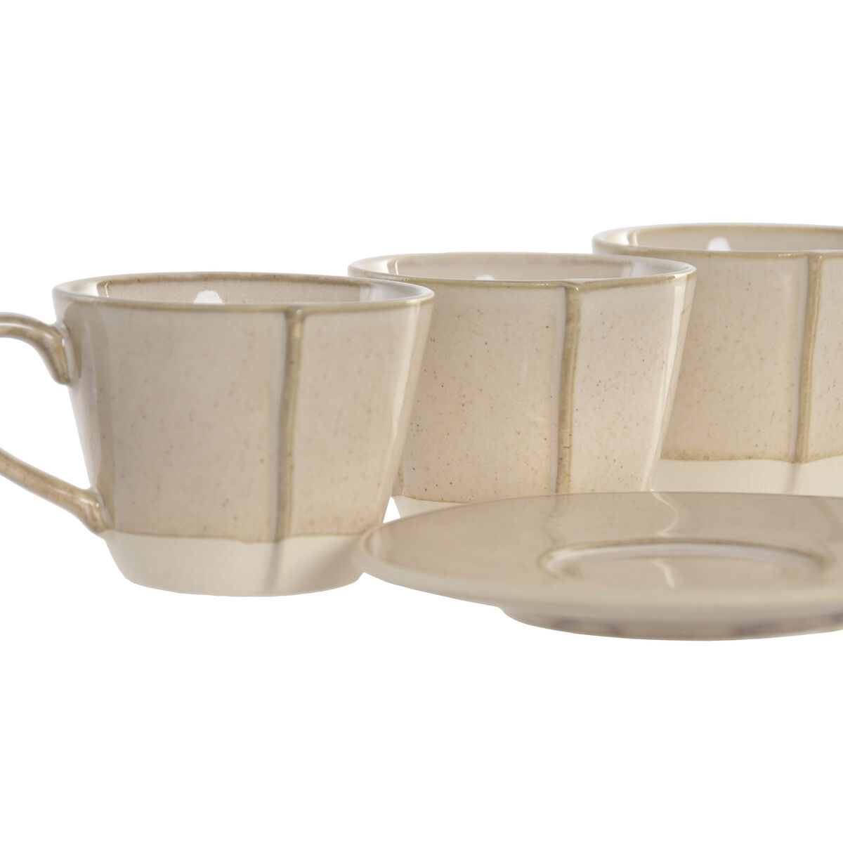 Piece Coffee Cup Set Home ESPRIT Beige Stoneware 150 ml 6 Pieces, view 3
