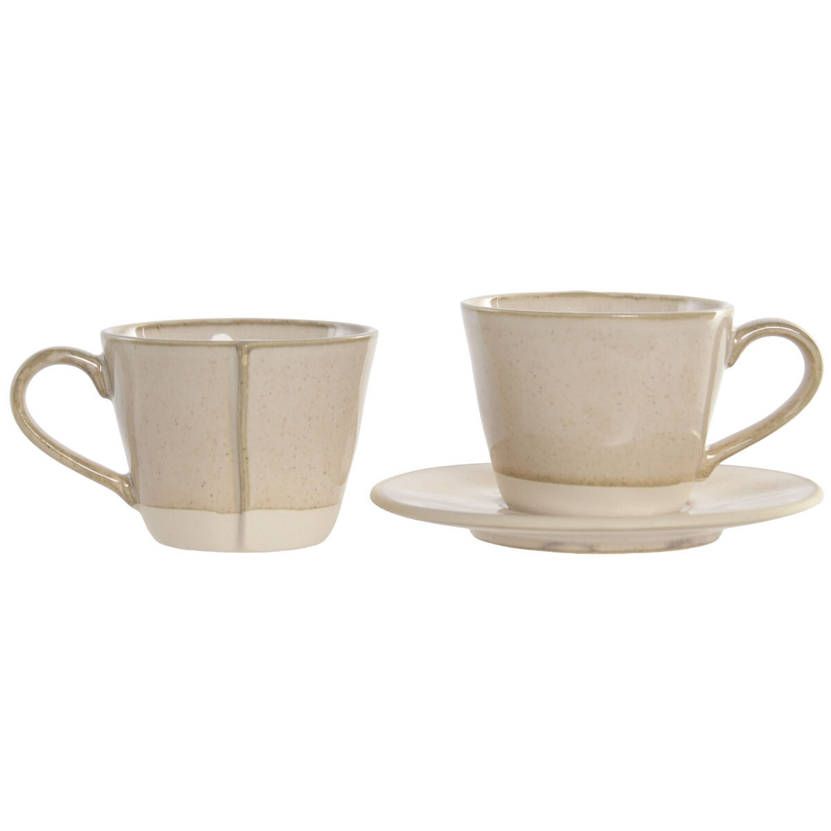 Piece Coffee Cup Set Home ESPRIT Beige Stoneware 150 ml 6 Pieces, view 5