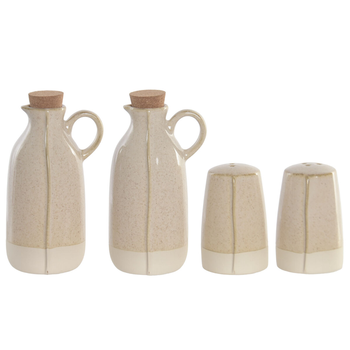 Oil and Vinegar Set Home ESPRIT Beige Acacia Stoneware Urban 19 x 16 x 22,5 cm, view 2