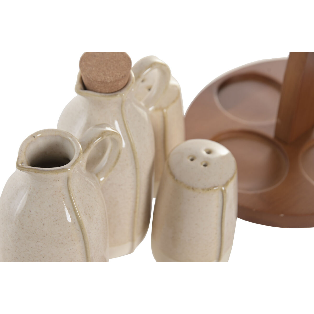Oil and Vinegar Set Home ESPRIT Beige Acacia Stoneware Urban 19 x 16 x 22,5 cm, view 4