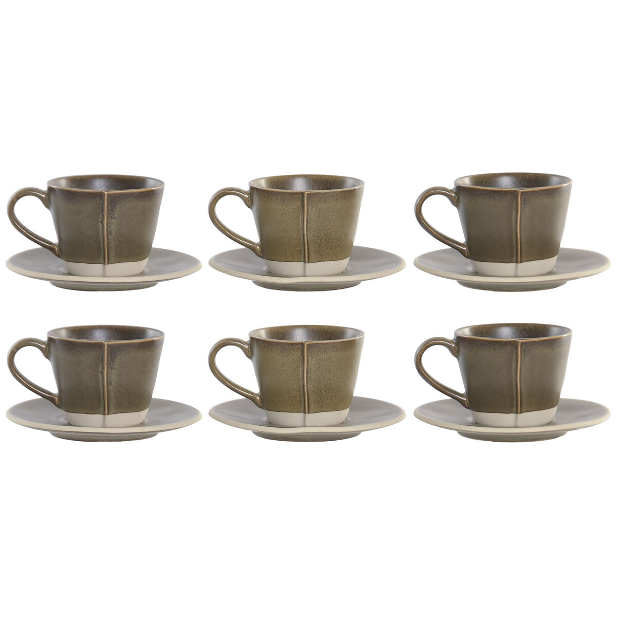 Piece Coffee Cup Set Home ESPRIT Green Stoneware 150 ml 6 Pieces, view 2