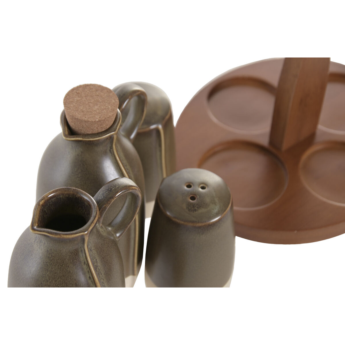 Oil and Vinegar Set Home ESPRIT Green Acacia Stoneware Urban 19 x 16 x 22,5 cm, view 4