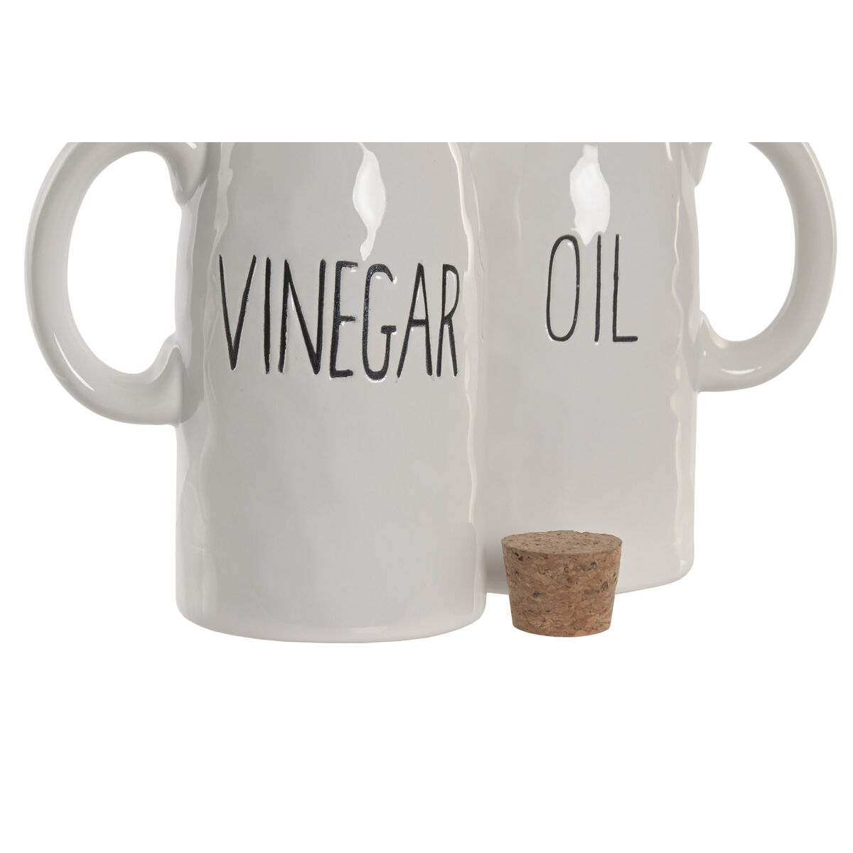 Oil and Vinegar Set Home ESPRIT White Cork Porcelain Cottage 11 x 7 x 16 cm, view 2