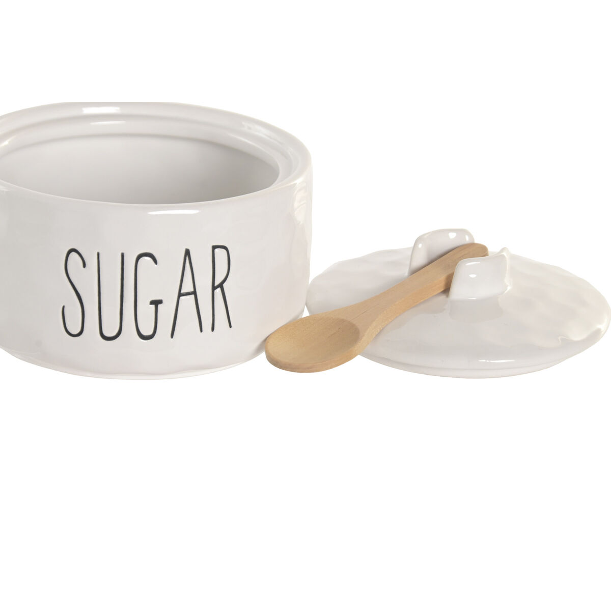 Sugar Bowl Home ESPRIT White Natural Bamboo Porcelain 11,8 X 11,8 X 8,2 CM, view 2