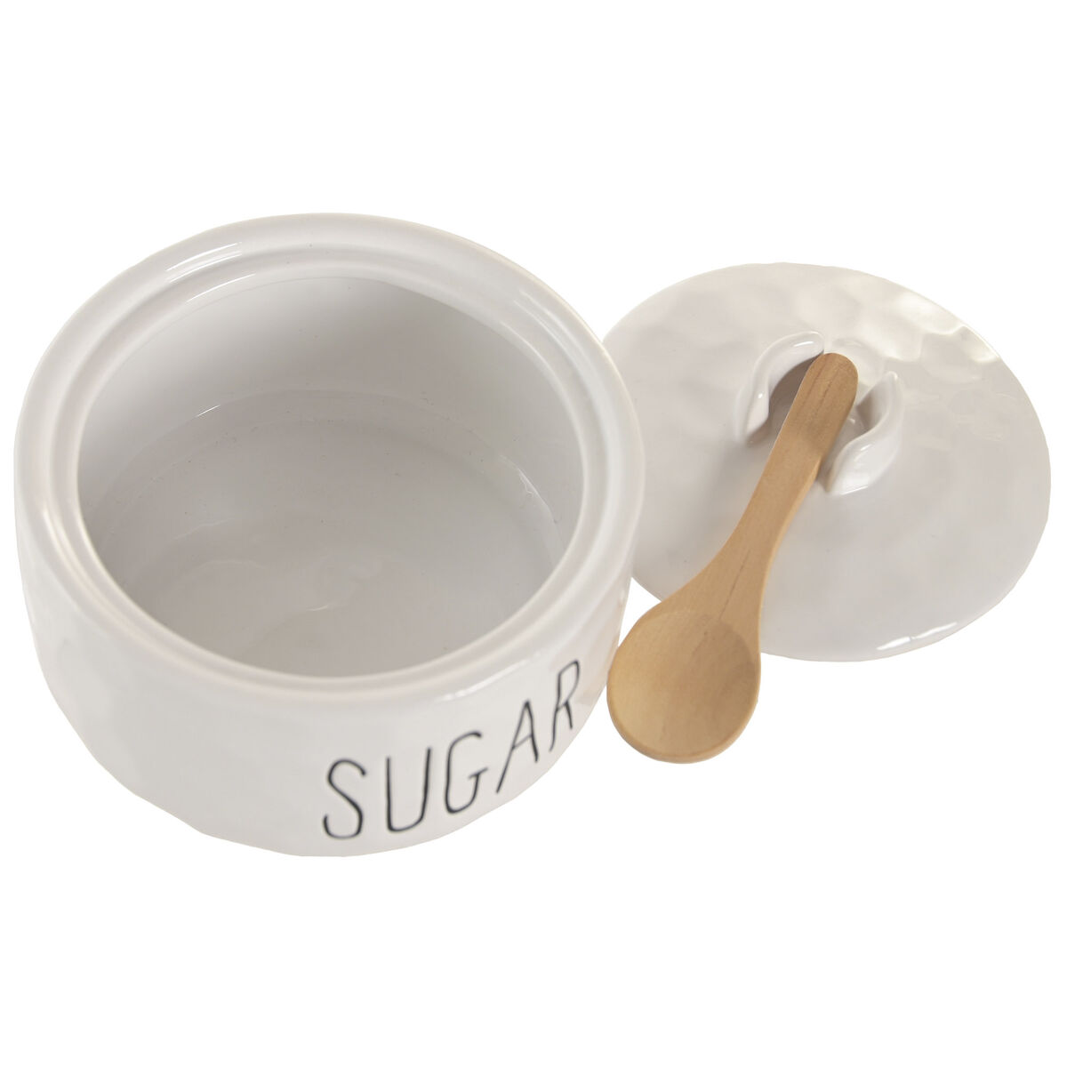 Sugar Bowl Home ESPRIT White Natural Bamboo Porcelain 11,8 X 11,8 X 8,2 CM, view 3