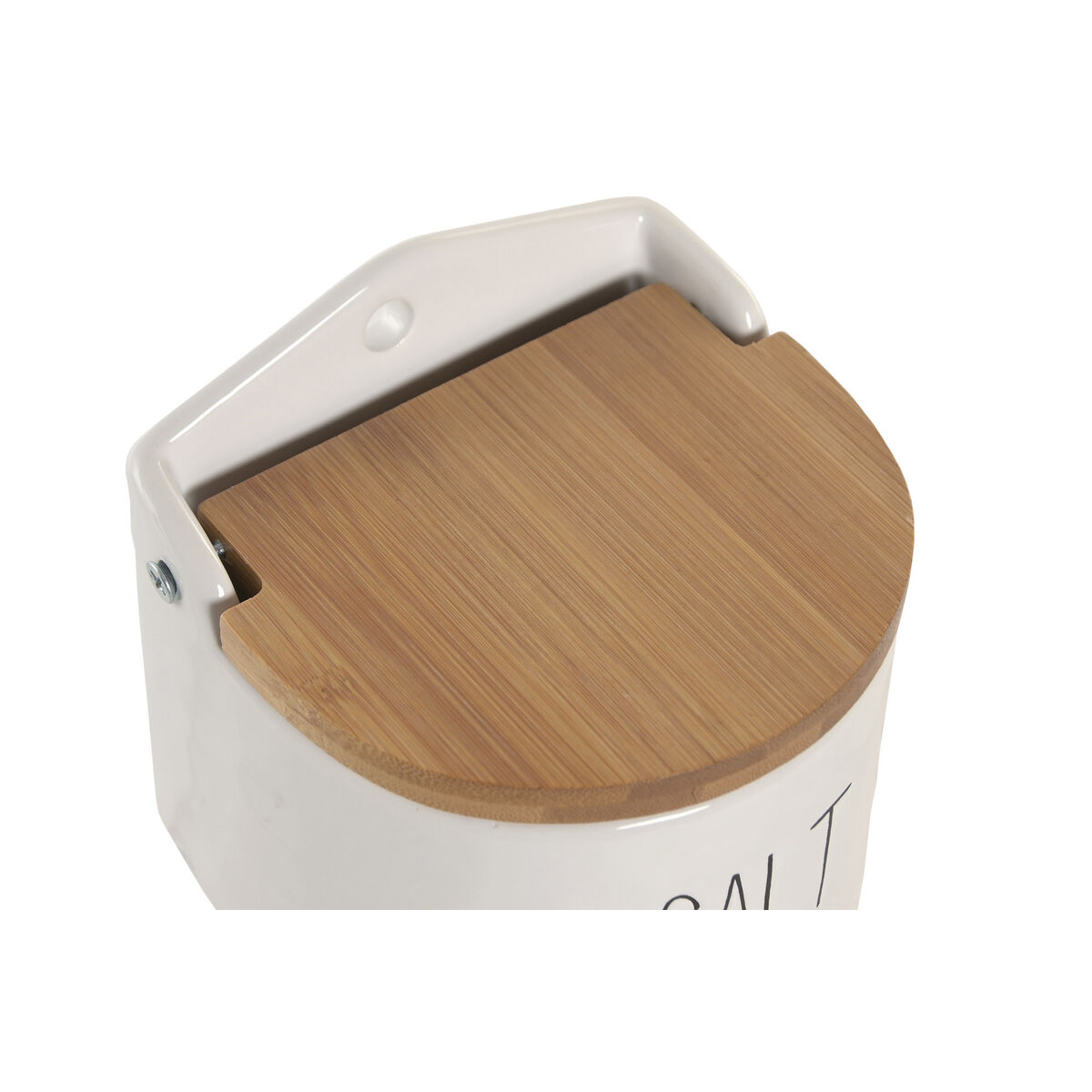 Salt cellar Home ESPRIT White Natural Bamboo Porcelain Cottage 12 x 11 x 11 cm, view 2