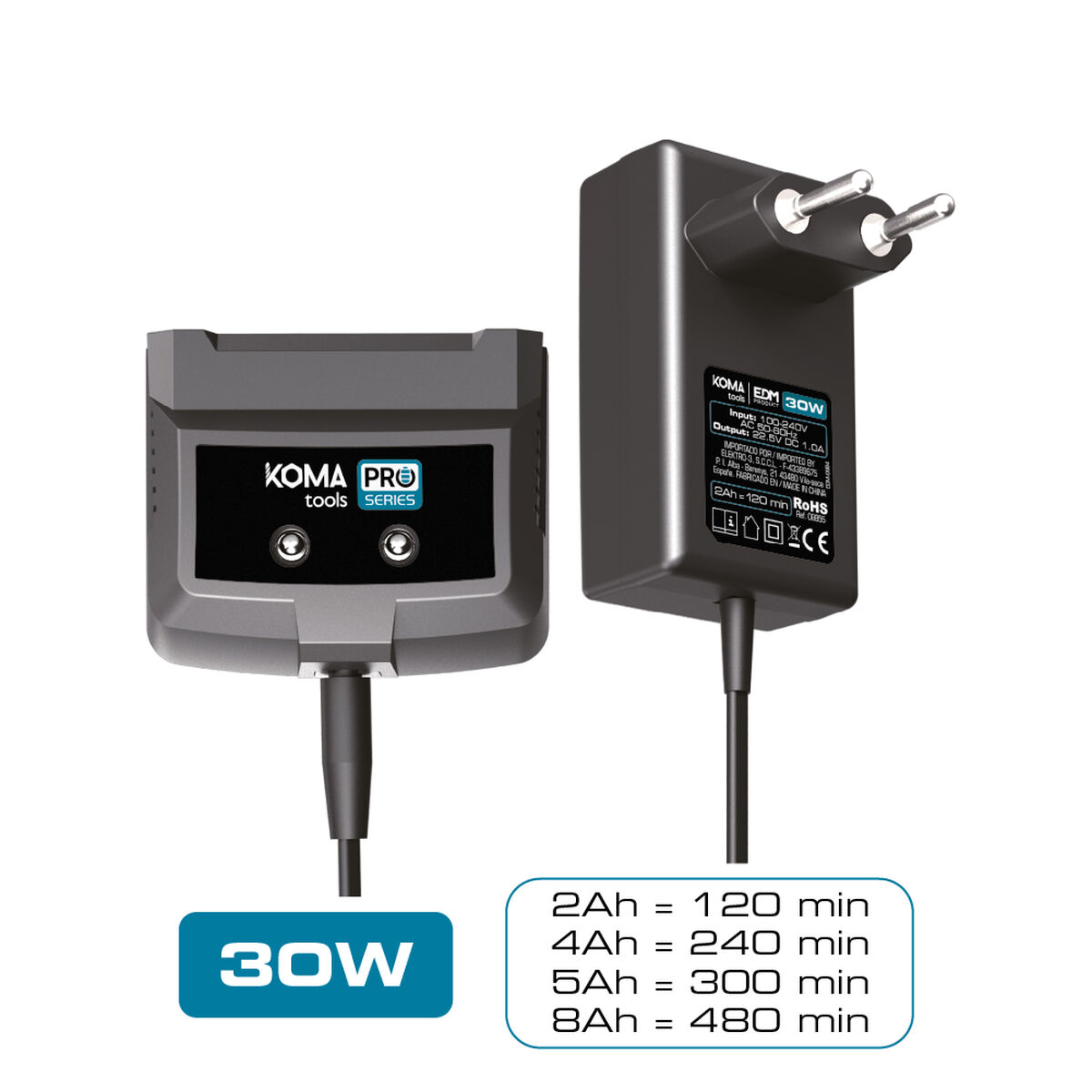 Image secondaire de Chargeur de batterie Koma Tools 4 Ah 2 Ah 5 Ah 8 Ah 20 V 100-240 V~50/60 Hz