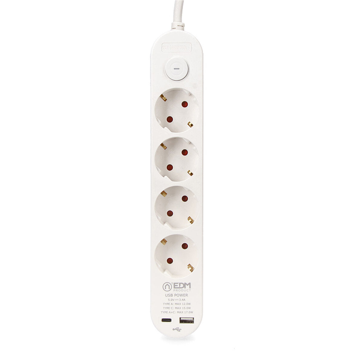 Picture of 4-socket plugboard with power switch EDM 41823 White 3680 W 250 V 30 W (1,5 m)