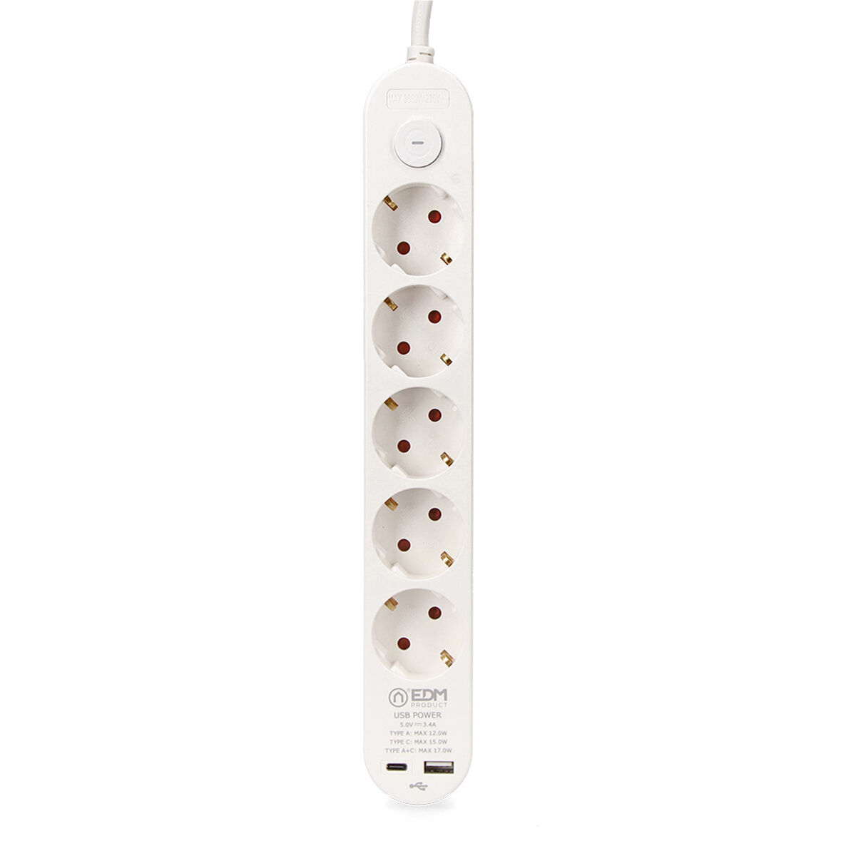 Imagen de Power Socket - 5 sockets with Switch EDM 41824 White 3680 W 250 V (1,5 m)