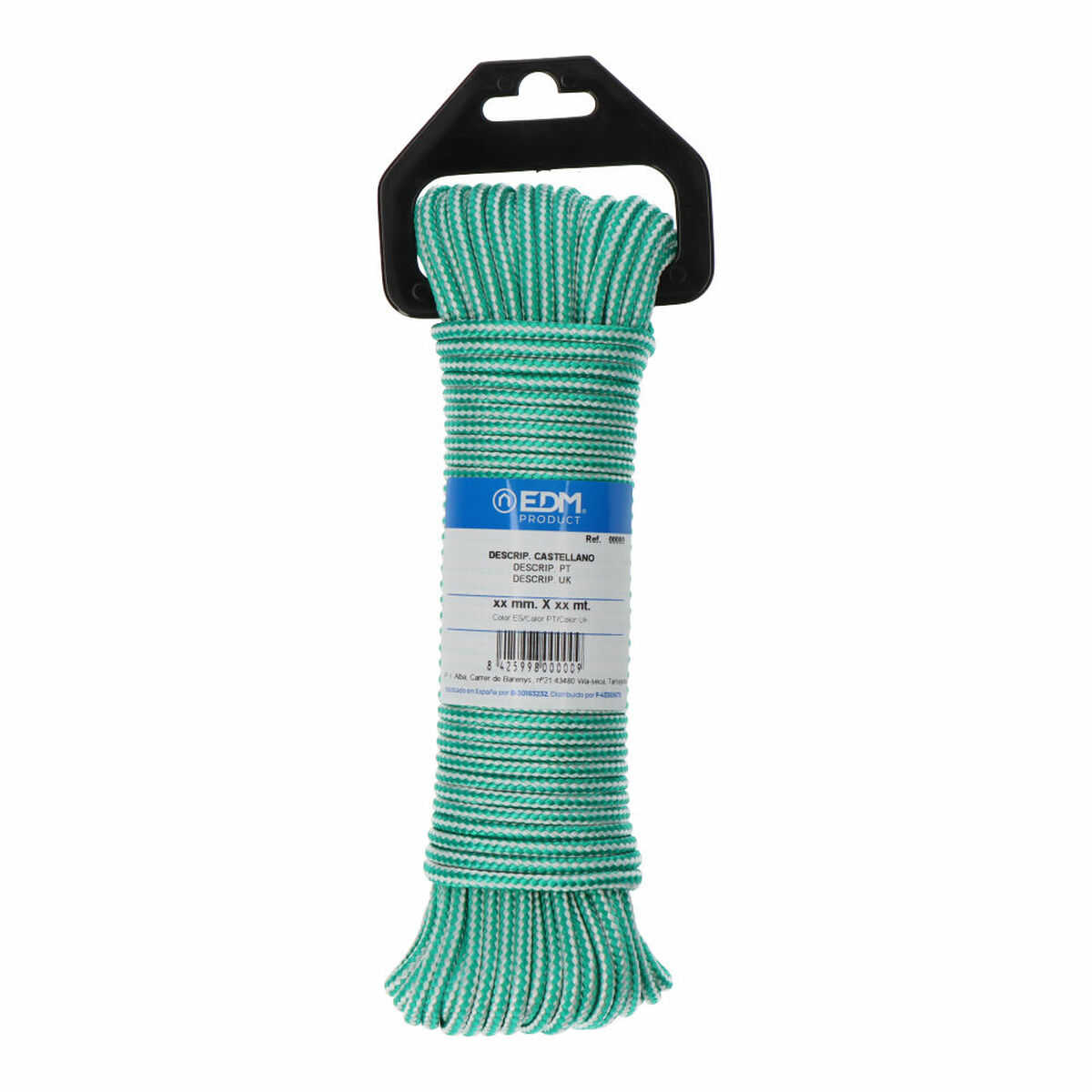 Cordon EDM 87912 Blanc Vert polypropylène 4,5 mm x 25 m Tressé