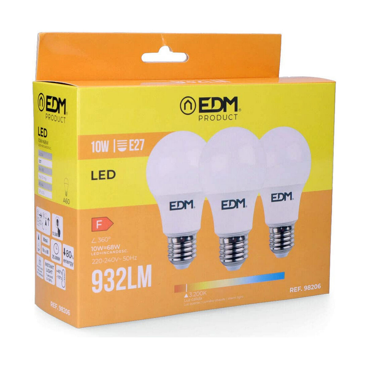 Lampe LED EDM E27 10 W F 810 Lm (3200 K)