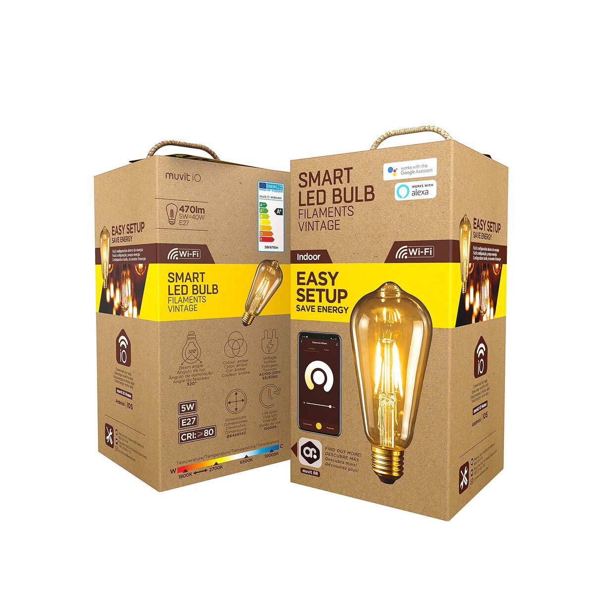 Smart Light bulb Muvit iO 5 W E27 1800 K 2700 K 480 Lm Wi-Fi