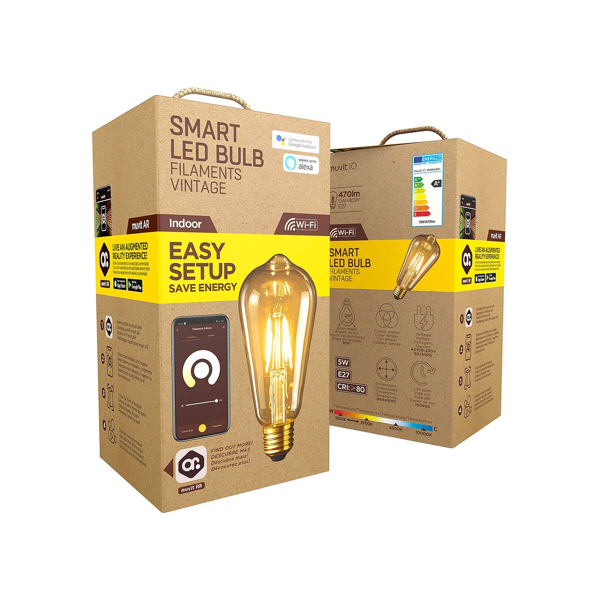 Smart Light bulb Muvit iO 5 W E27 1800 K 2700 K 480 Lm Wi-Fi