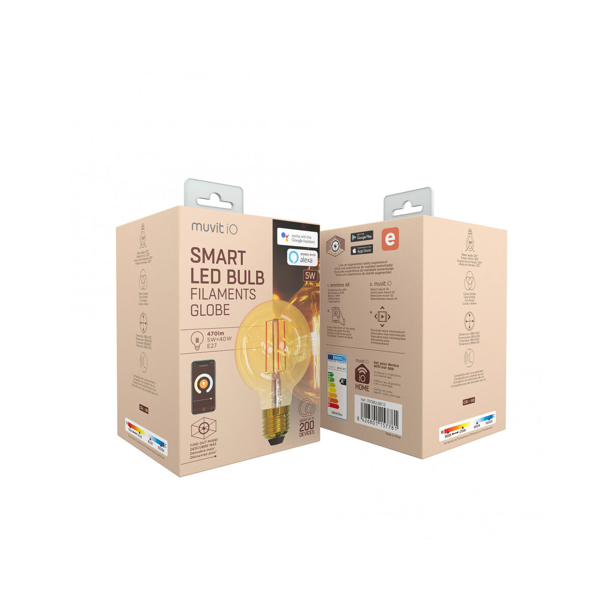 Smart Gloeilamp Muvit iO 5 W E27 1800 K 2700 K 480 Lm Wi-Fi