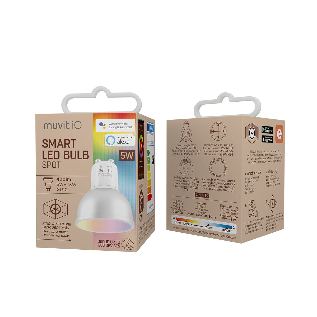 Smart Light bulb Muvit iO 5 W GU10 2700 K 6500 K Wi-Fi LED 400 lm White