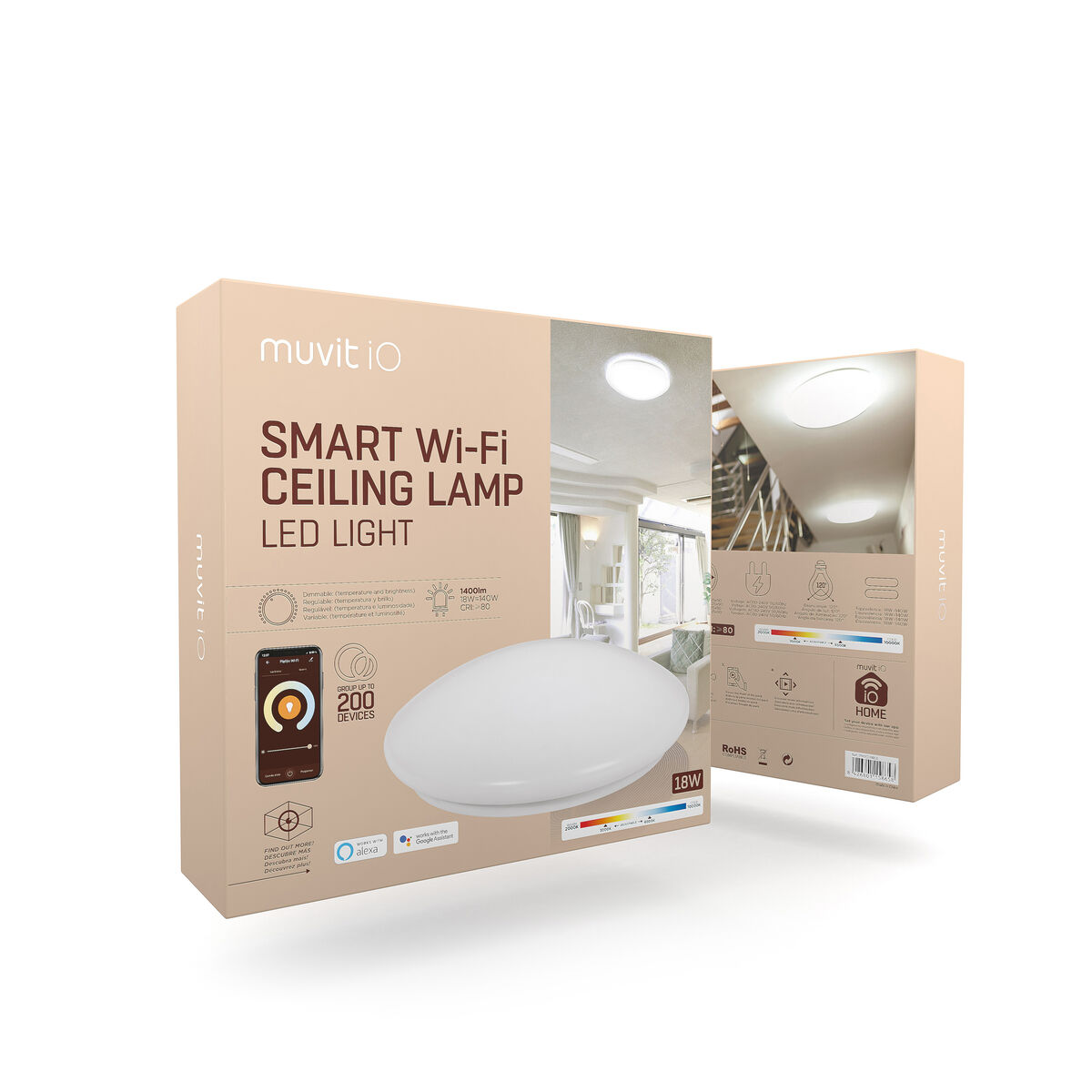 Ceiling Light muvit iO iO White Metal Wi-Fi (2700 K) (6500 K)