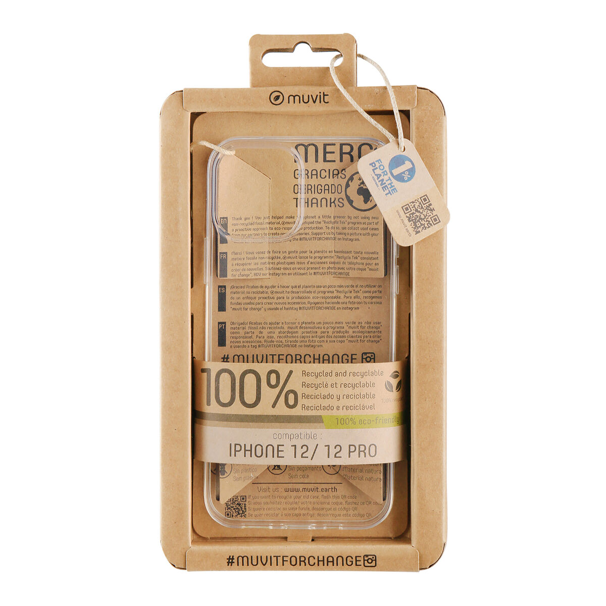 Image de Protection pour téléphone portable Muvit for Change iPhone 12/12 Pro Transparent