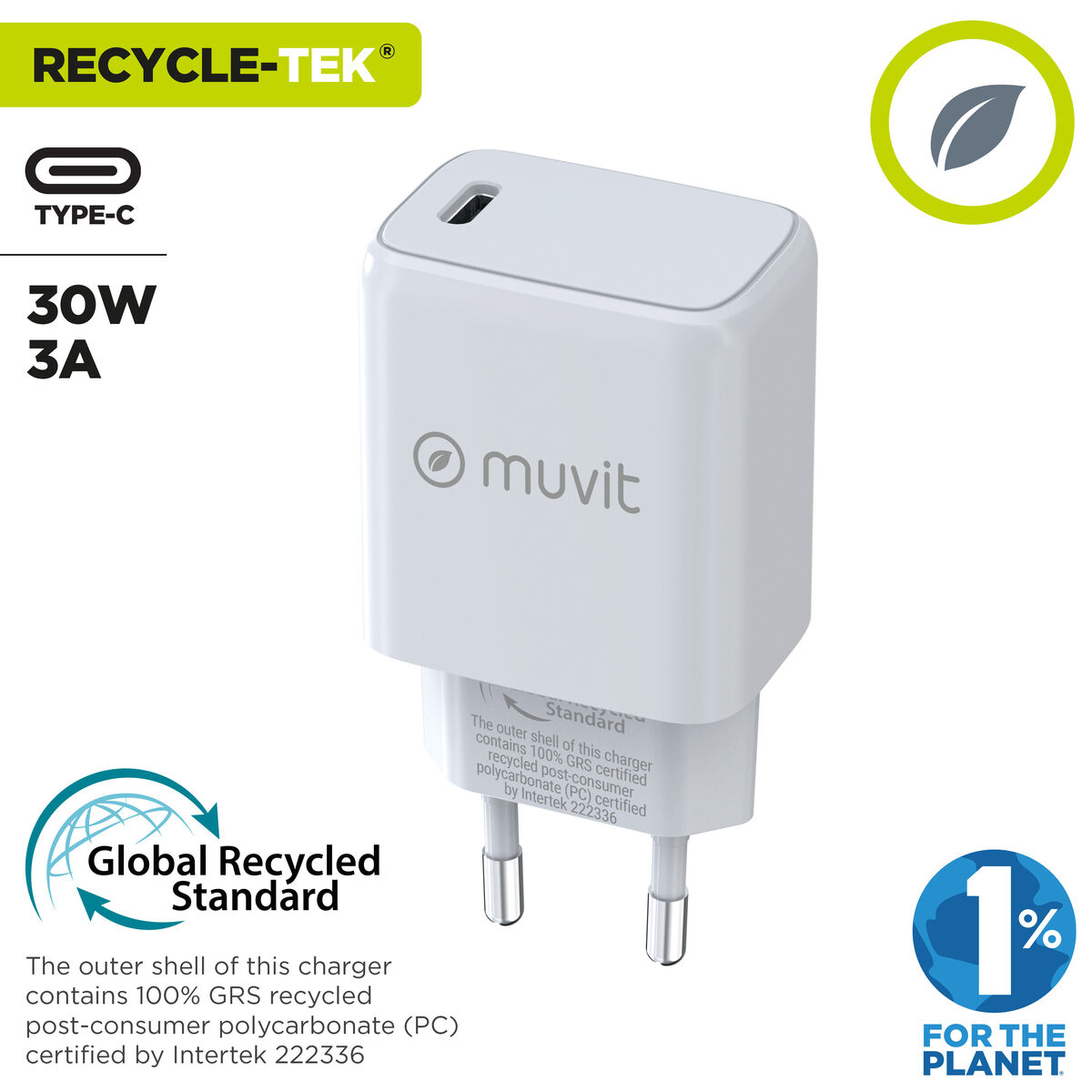 Bild von Wall Charger Muvit MCACC0014 White 30 W