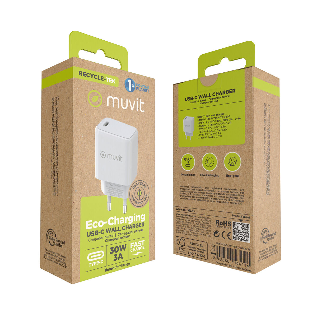 Bild von Wall Charger Muvit MCACC0014 White 30 W
