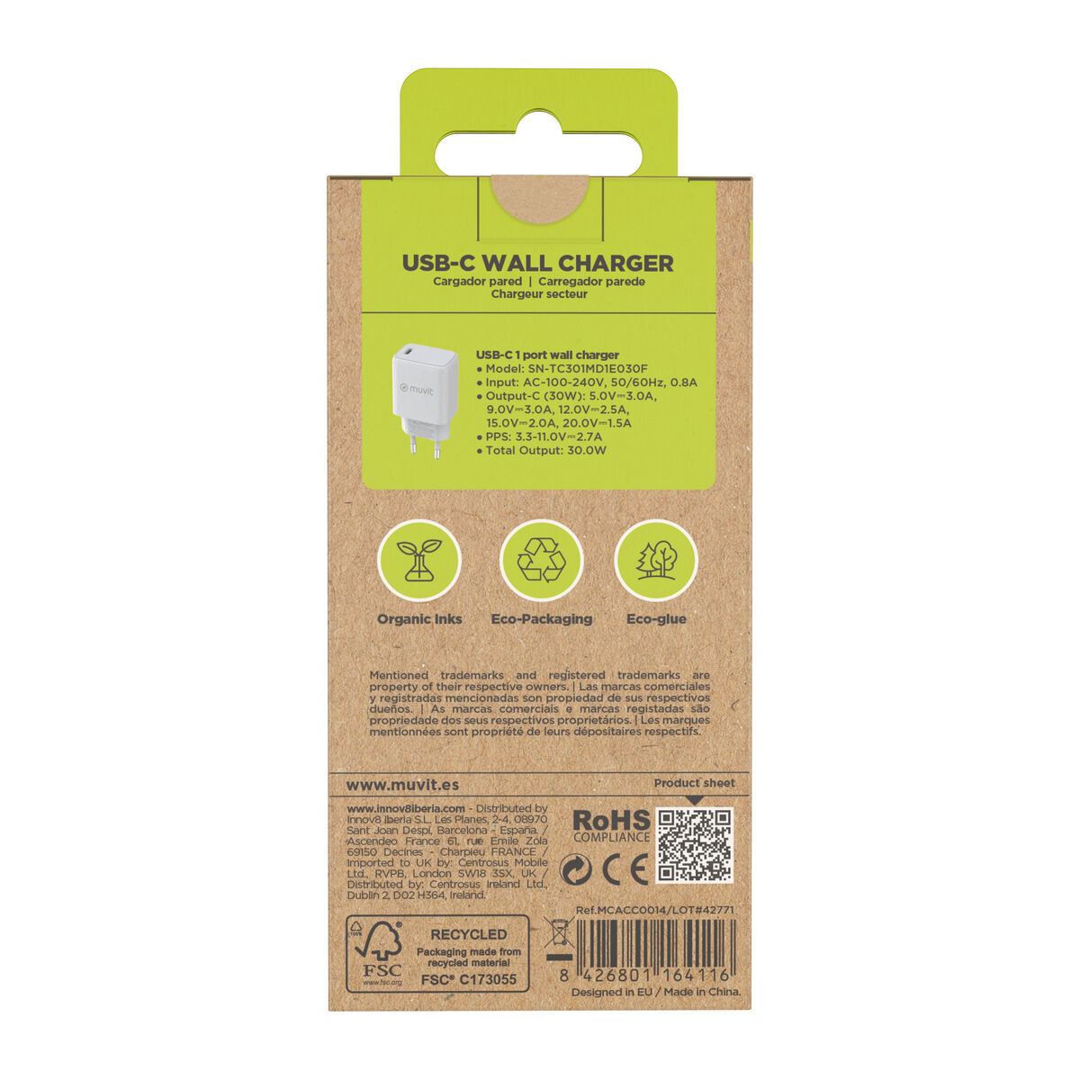 Bild von Wall Charger Muvit MCACC0014 White 30 W