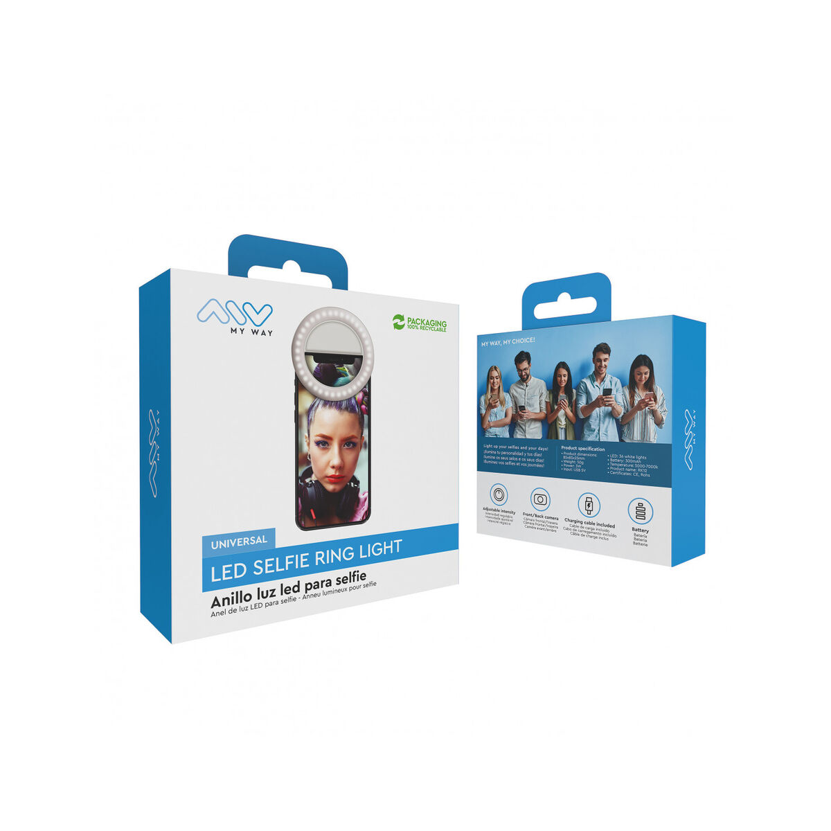 Image de Rechargeable Selfie Ring Light Muvit MWCHL0007 White