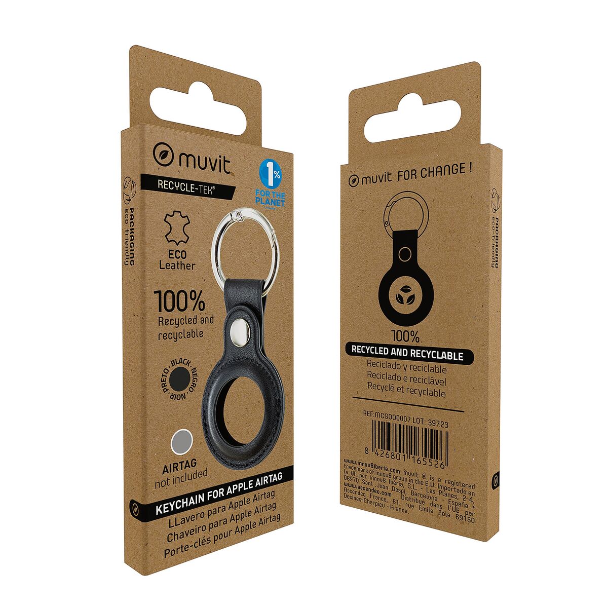 Obrazek Keychain Muvit Black AirTag Case