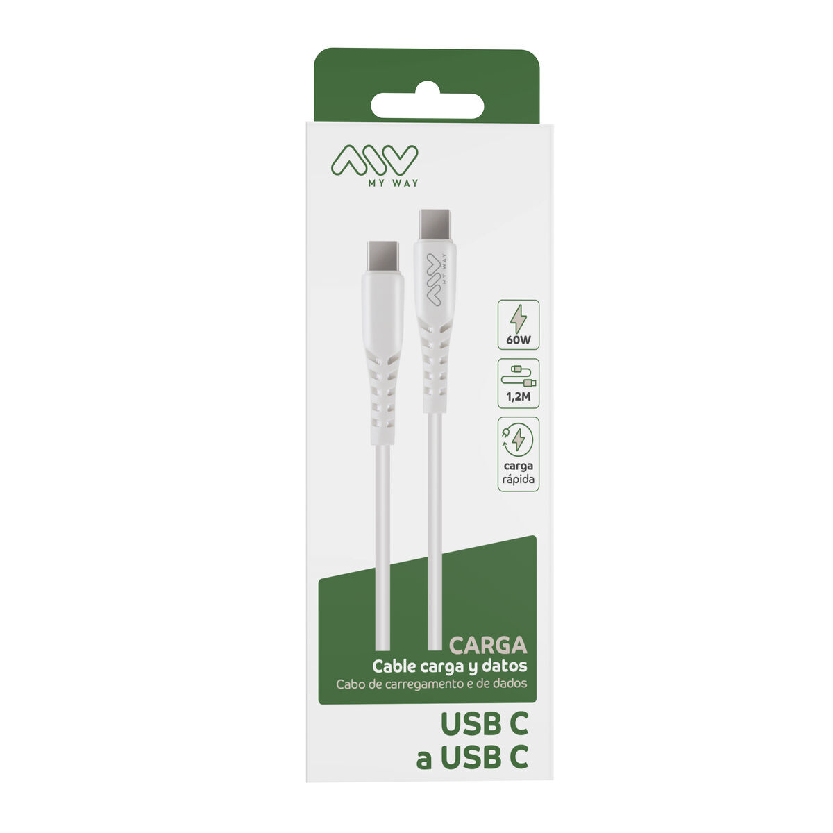 Kabel USB-C naar USB-C Myway MWUSC0024 Wit