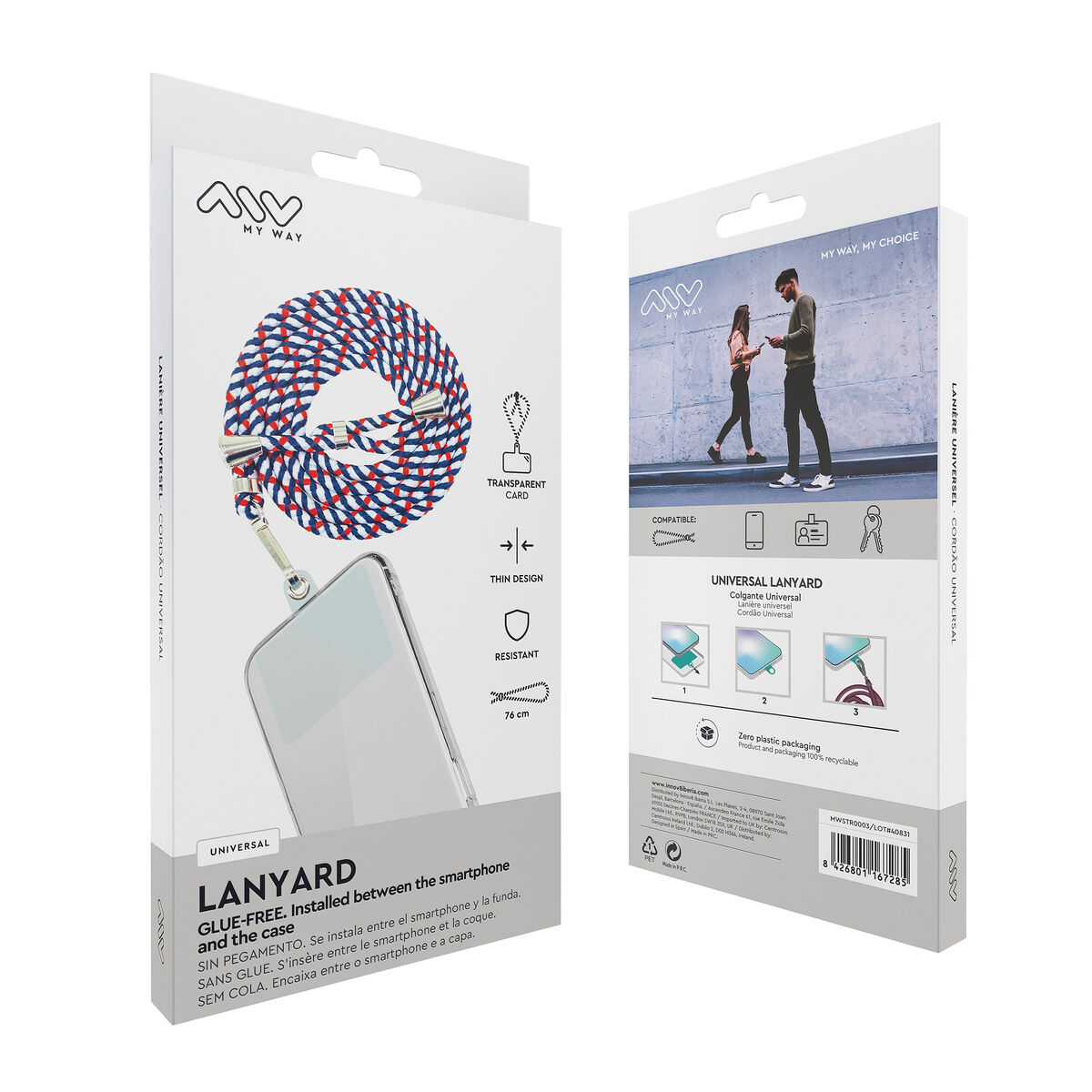 Obrazek Mobile Phone Lanyard Myway Blue Red