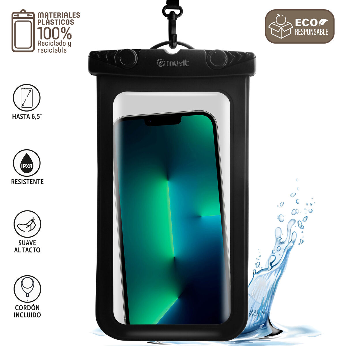 Image de Waterproof case Muvit for Change Black Universal 6,5" (6,5")