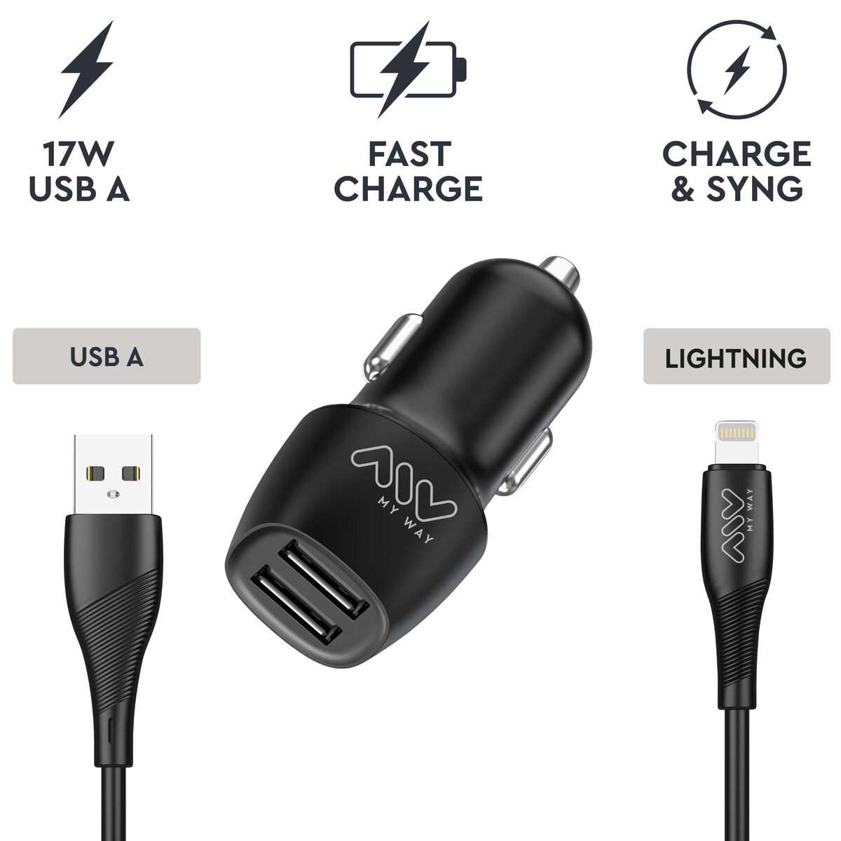 Obrazek Car Charger Myway Black