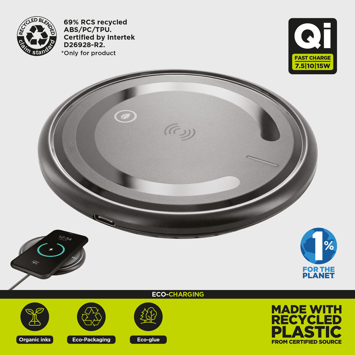 Bild von Kabelloses Ladegerät Muvit for Change W114-R BLACK Schwarz