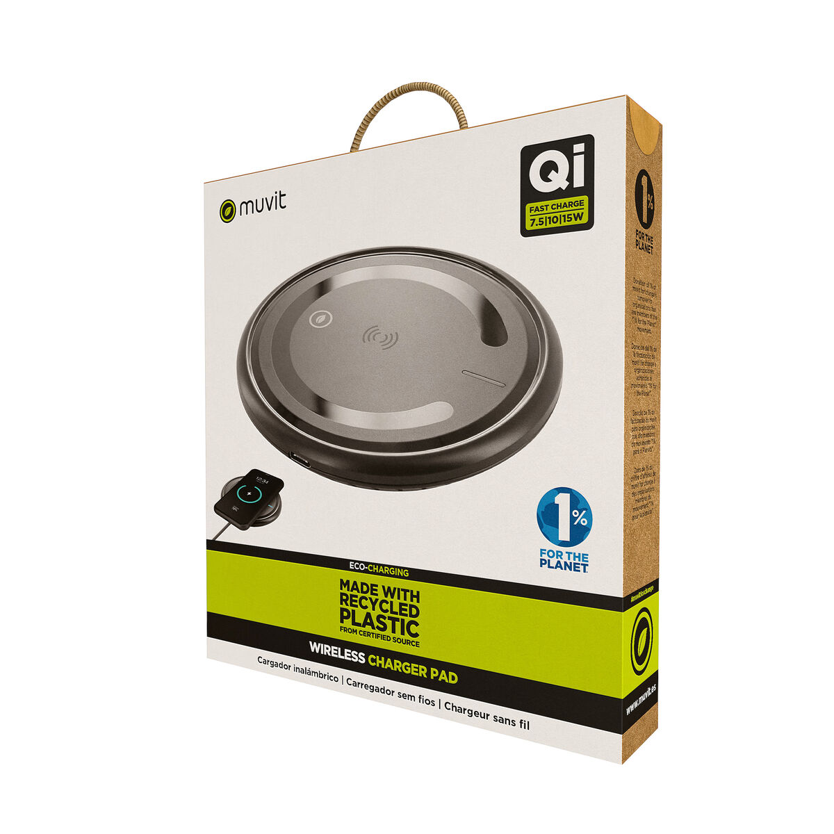 Bild von Kabelloses Ladegerät Muvit for Change W114-R BLACK Schwarz