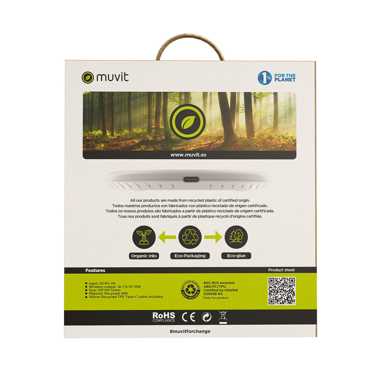 Bild von Kabelloses Ladegerät Muvit for Change W114-R WHITE Weiß