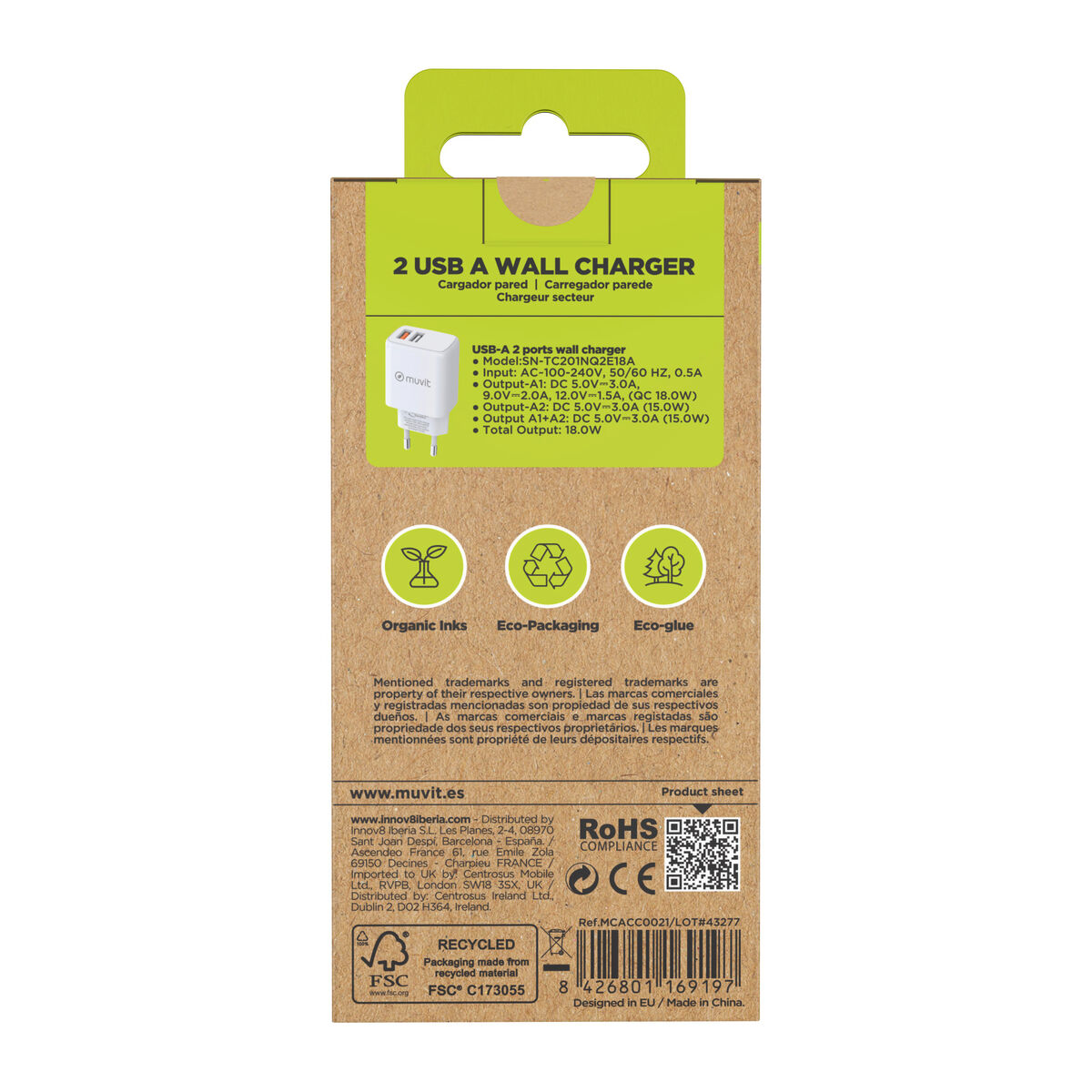 Bild von Wandladegerät Muvit for Change Weiß 18 W