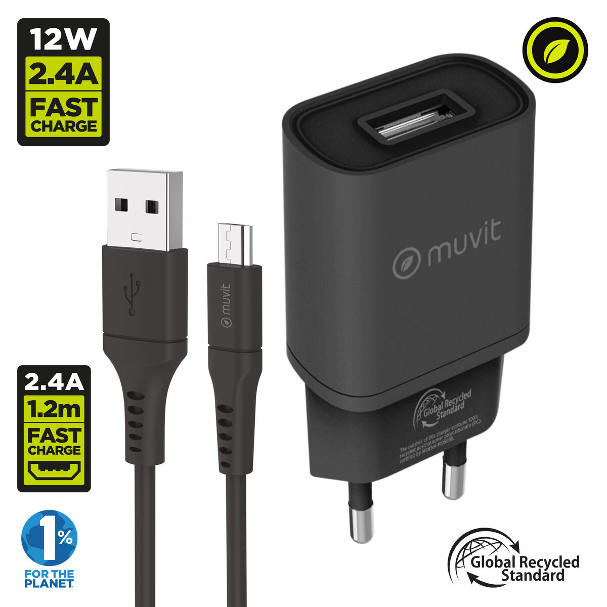 Picture of Wall Charger Muvit for Change Black 12 W (2 Units)