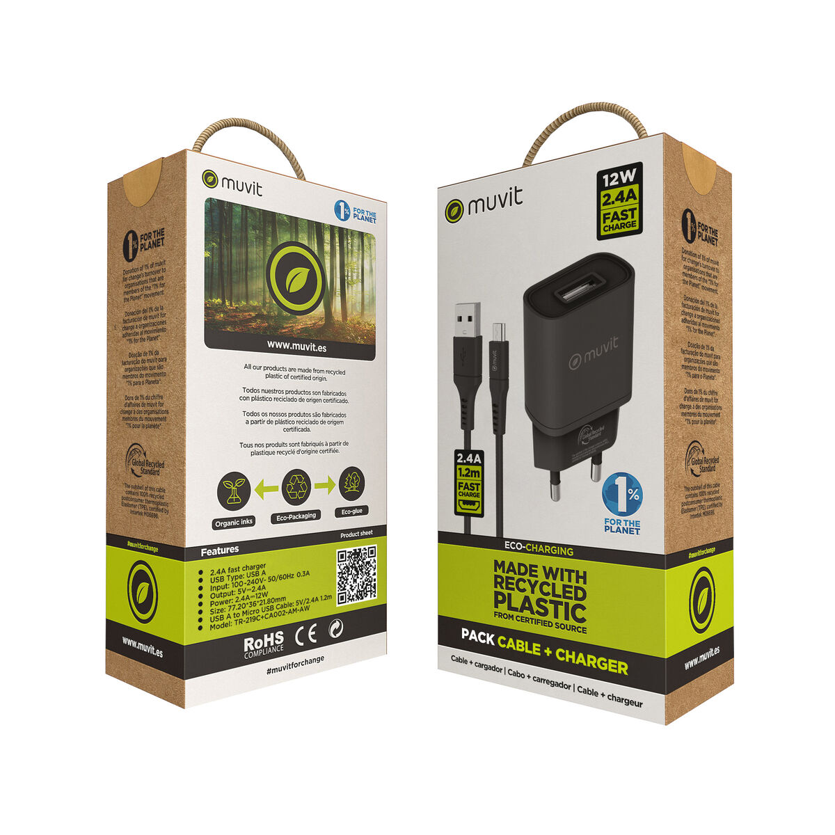 Picture of Wall Charger Muvit for Change Black 12 W (2 Units)