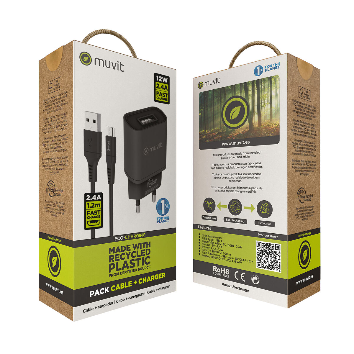 Picture of Wall Charger Muvit for Change Black 12 W (2 Units)