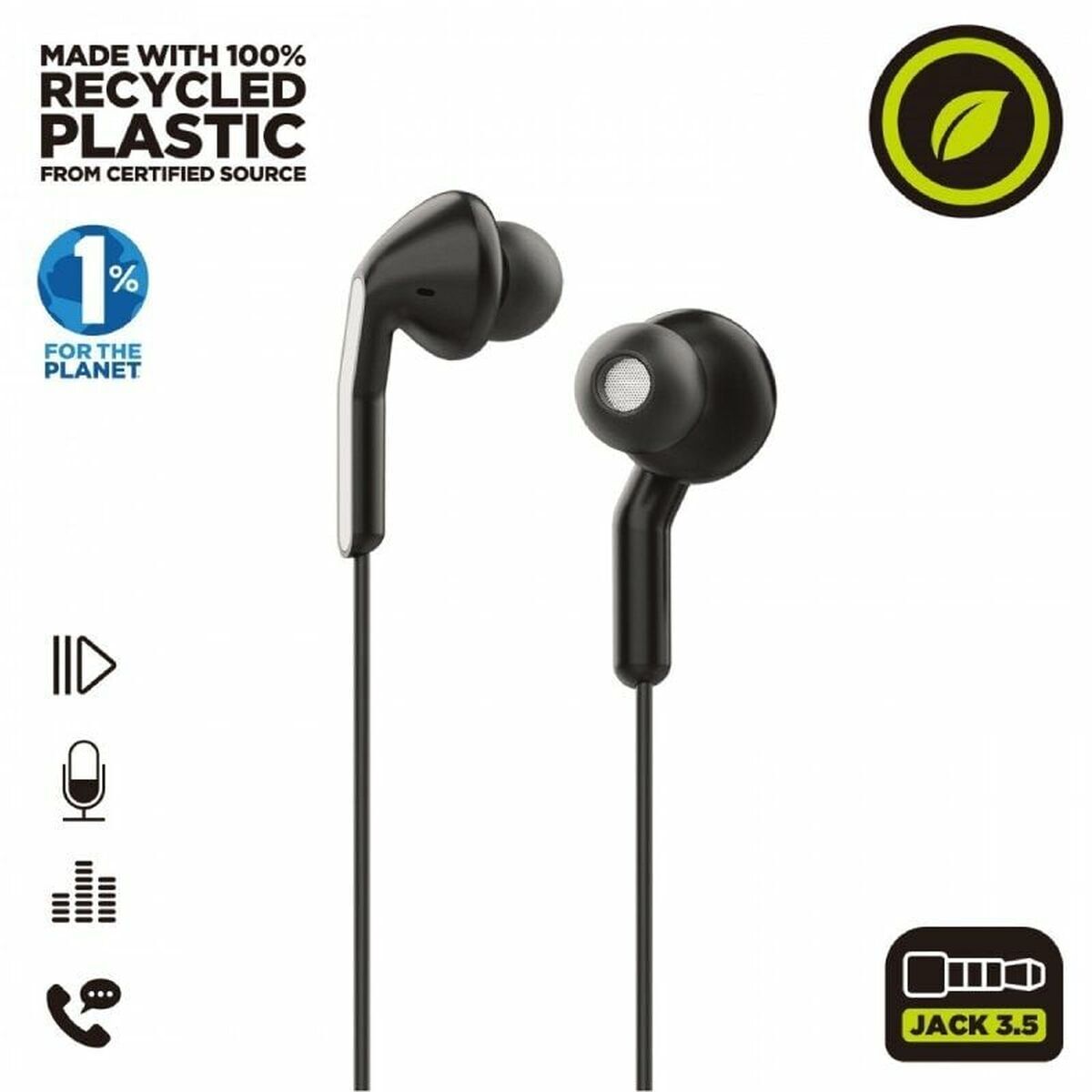 Obrazek Headphones with Microphone Muvit E57 Black