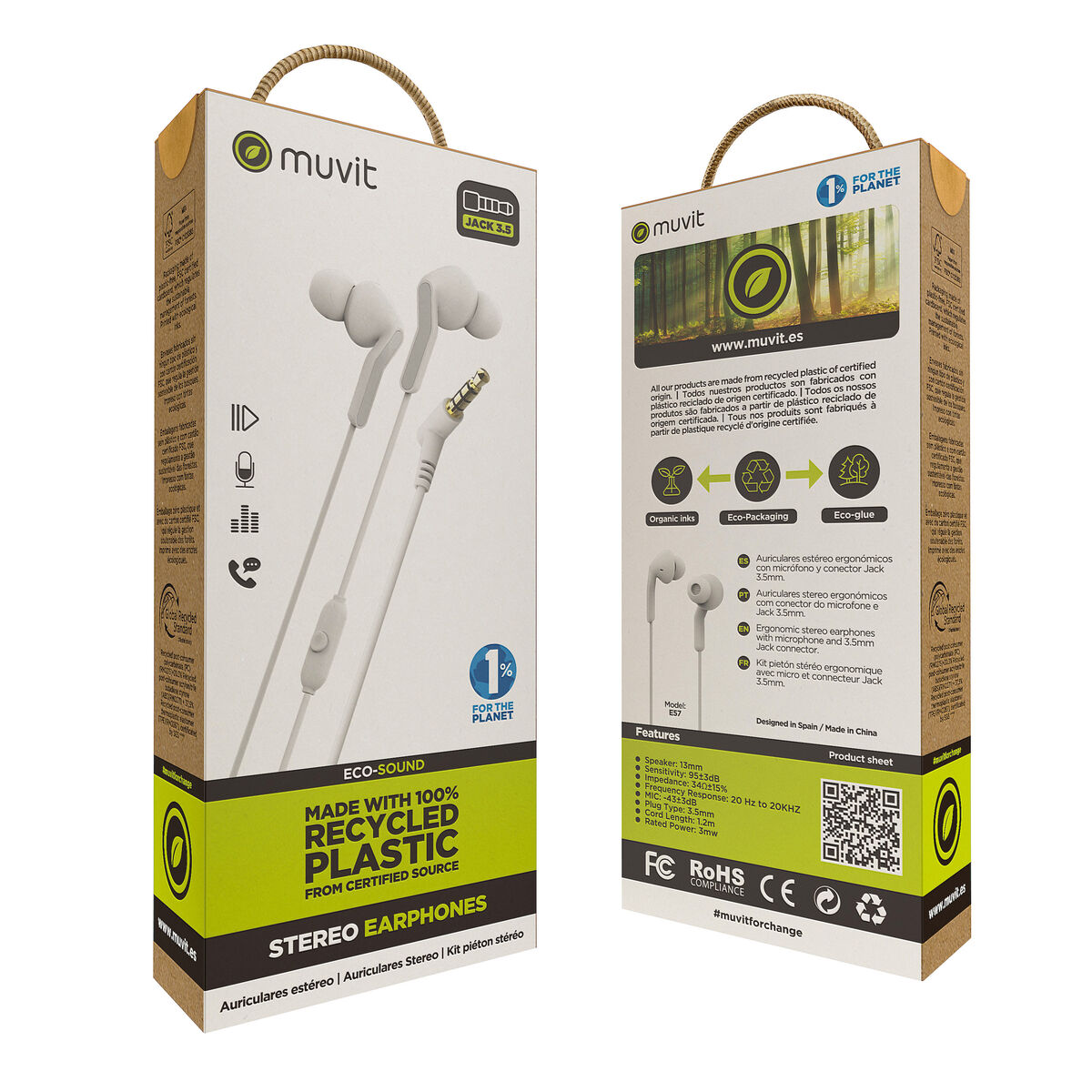 Headphones Muvit for Change E57 White