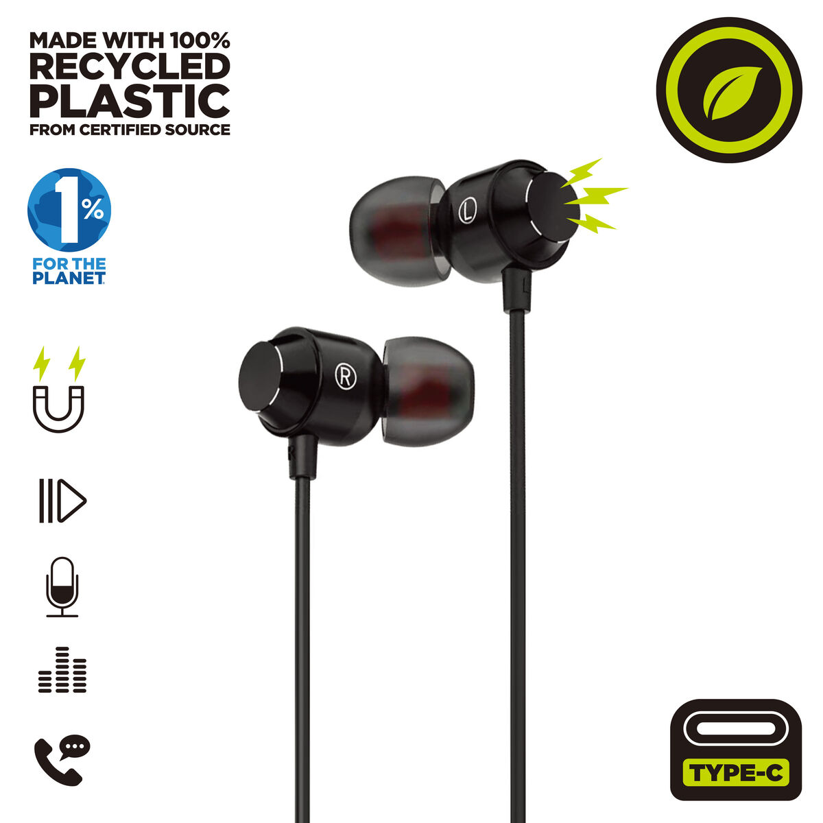 Obrazek Headphones with Microphone Muvit M32 Black