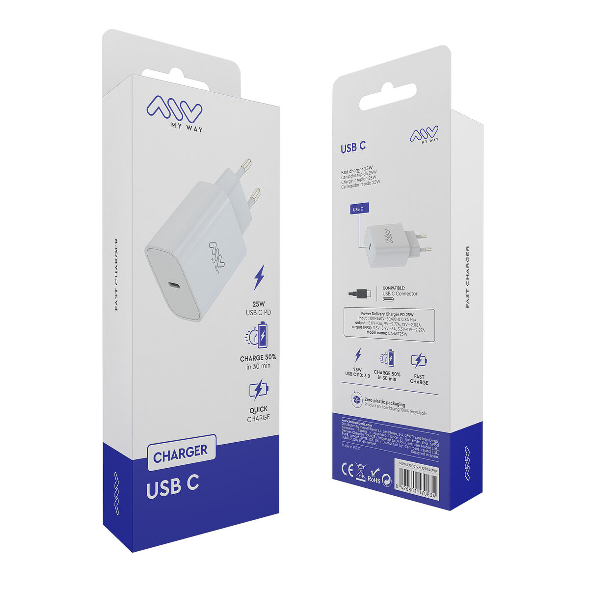 Wall Charger Myway MWACC0018 White 45 W