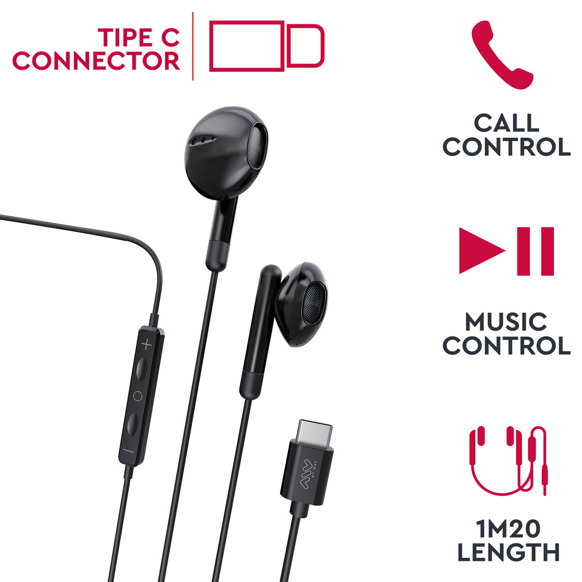 Picture of Headphones with Microphone Myway Black