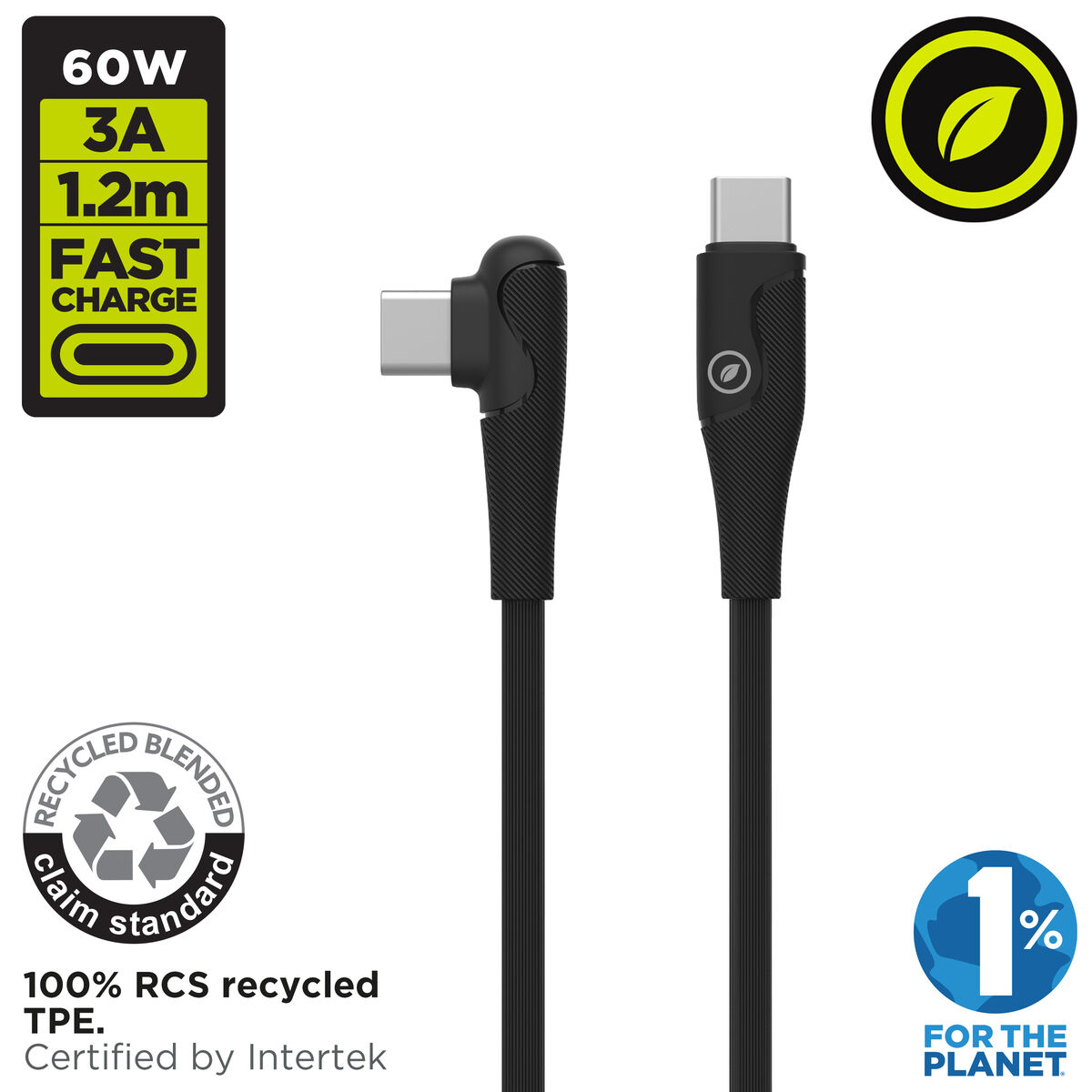 Kabel USB-C naar USB-C Muvit for Change Zwart 1,2 m