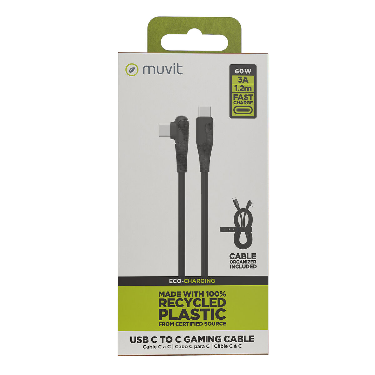 Kabel USB-C naar USB-C Muvit for Change Zwart 1,2 m