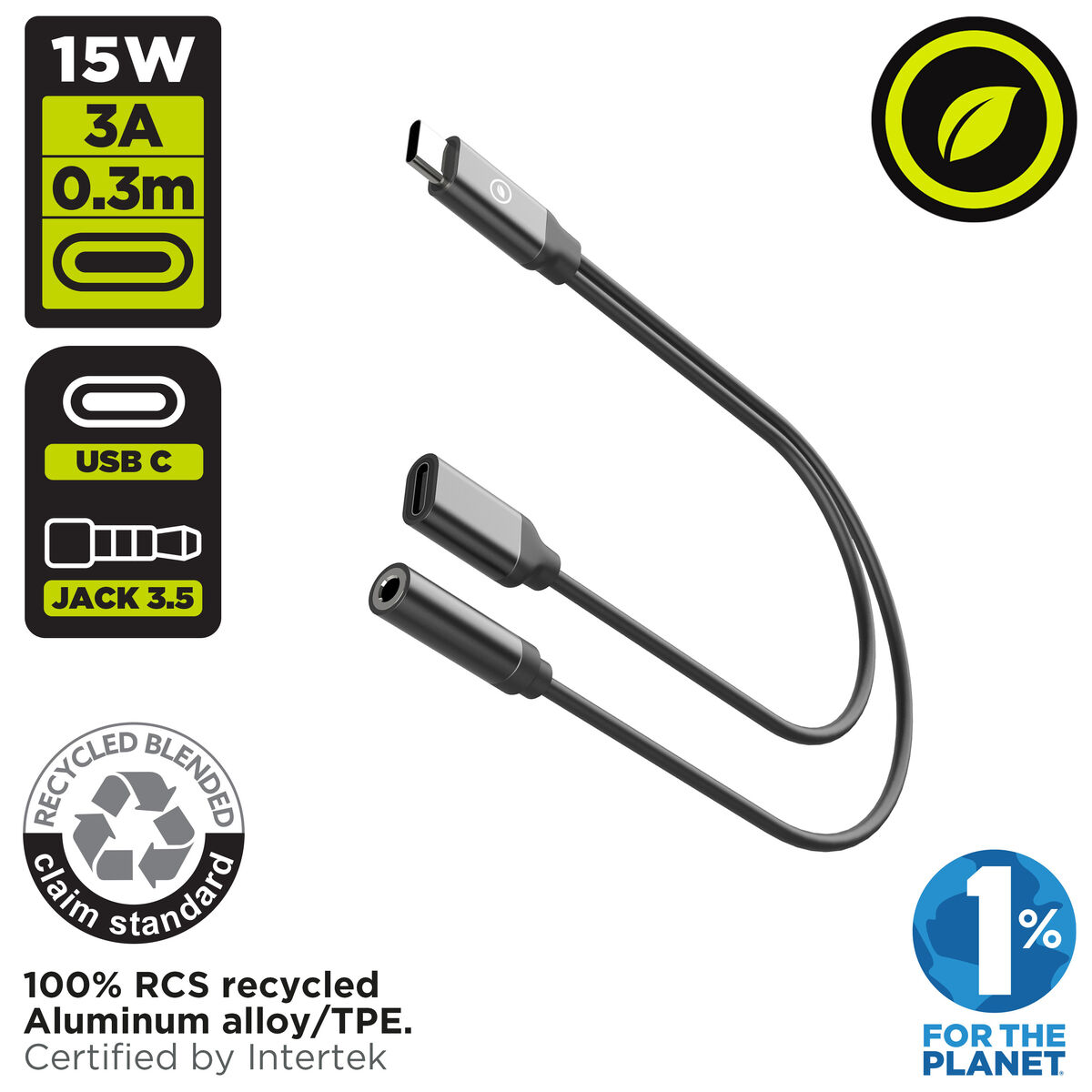 Picture of Audio Jack Adapter Muvit for Change Black