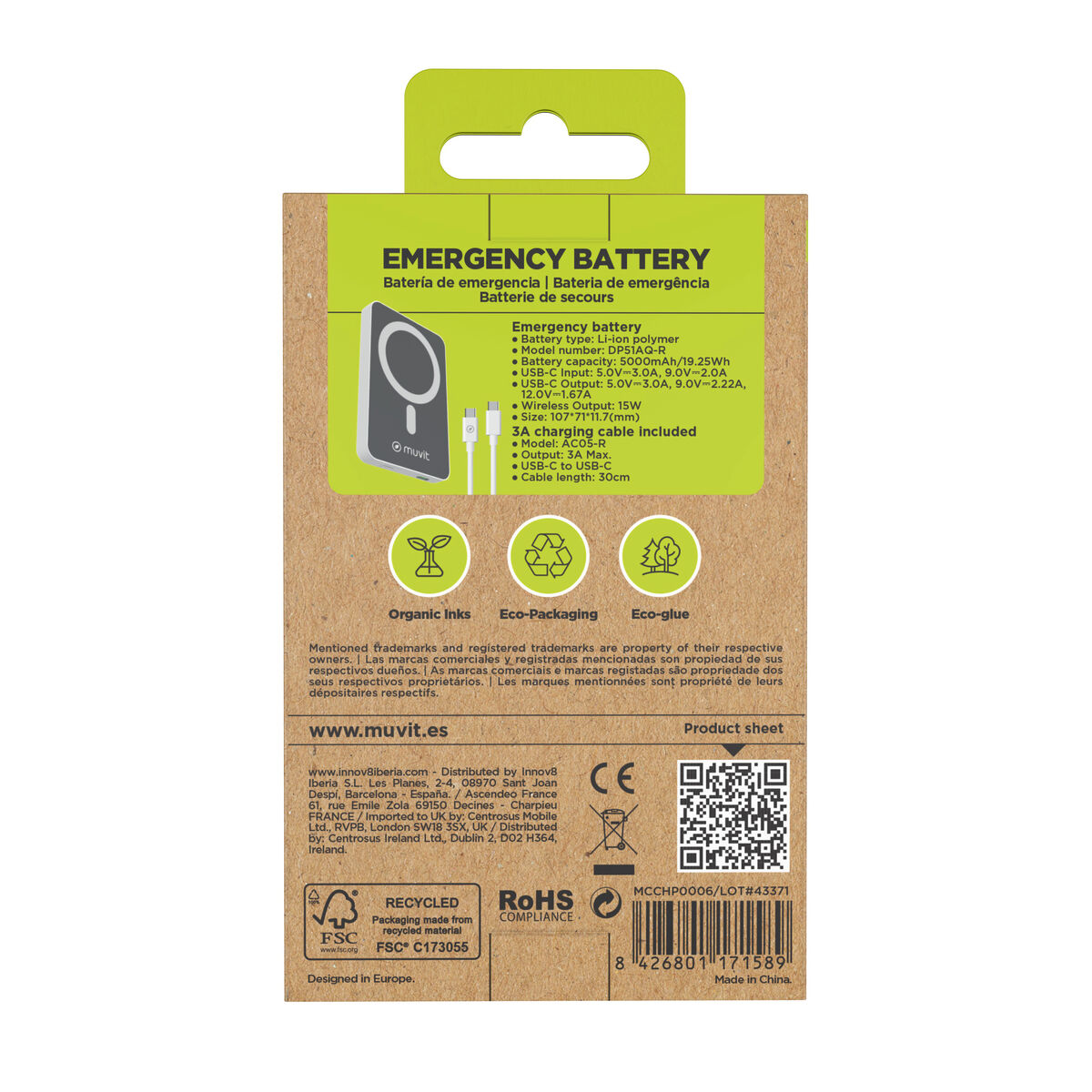 Powerbank Muvit for Change DP51AQ-R White 5000 mAh