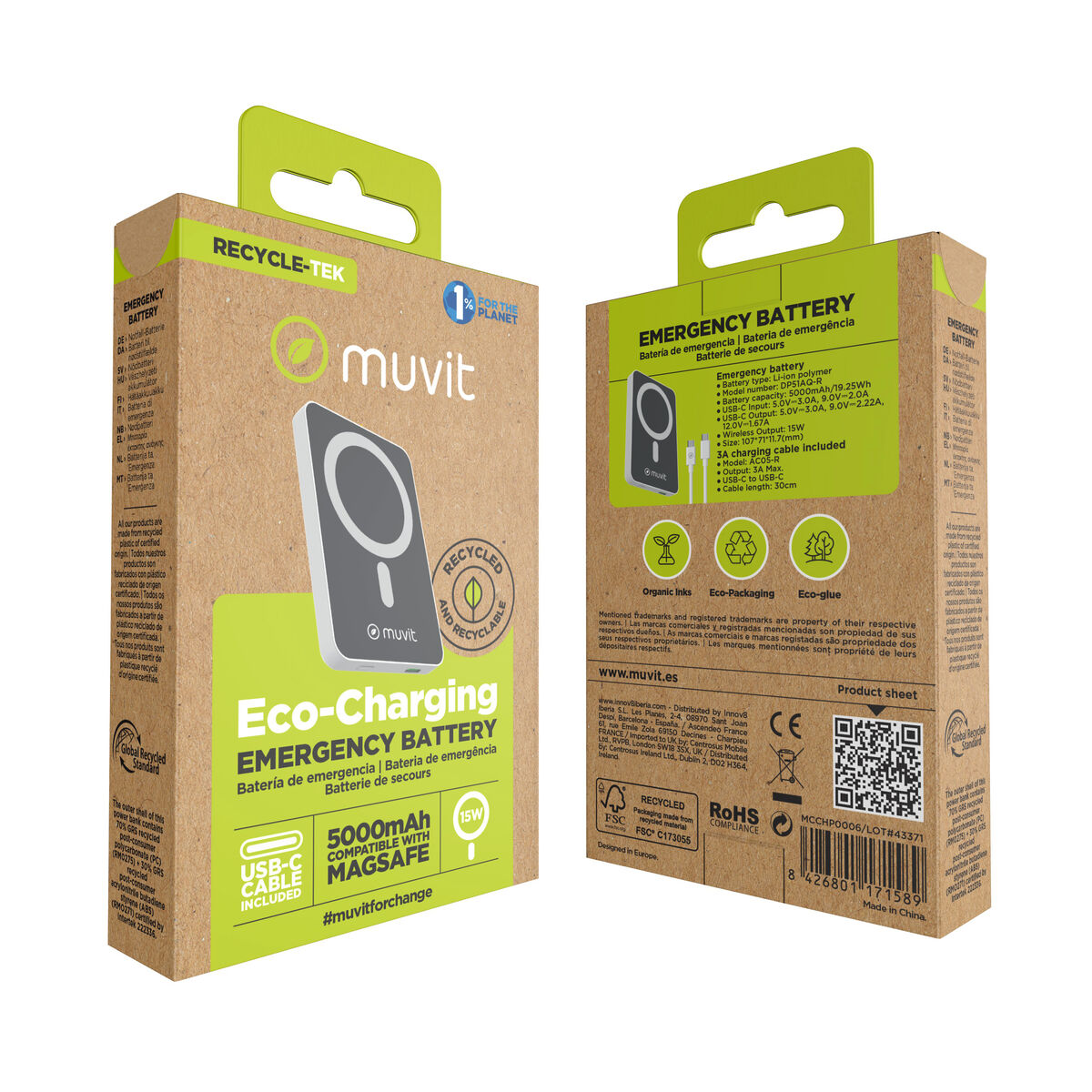 Bild von Powerbank Muvit for Change DP51AQ-R Weiß 5000 mAh