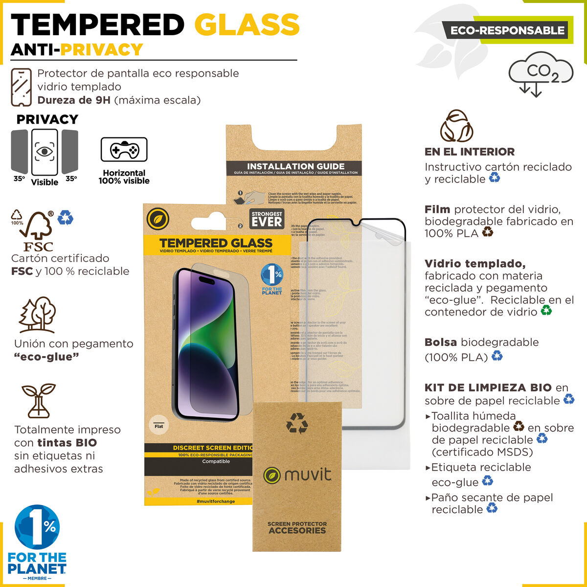 Picture of Mobile Screen Protector Muvit for Change iPhone 15