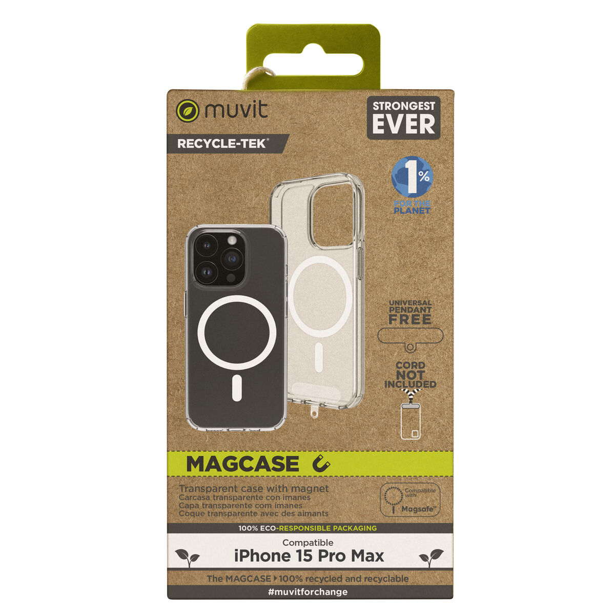 Image de Protection pour téléphone portable Muvit for Change iPhone 15 Pro Max Clear Magnétique